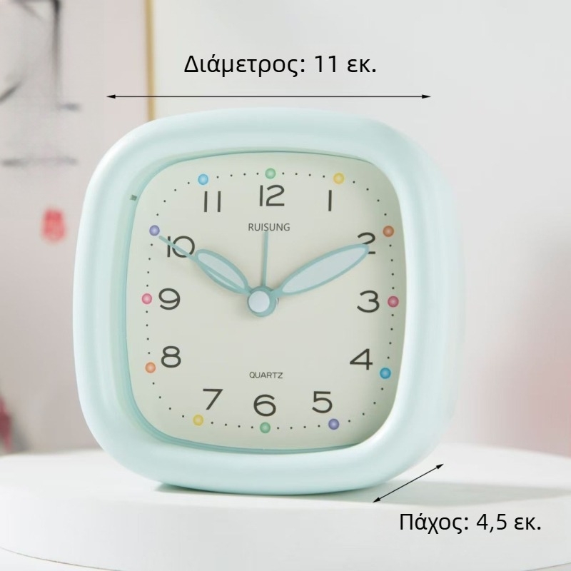 Qingyi ξυπνητήρι για μαθητές — LCD οθόνη με αναλογική και ψηφιακή ανάγνωση, τροφοδοτείται με μπαταρία, κίνηση με ομαλό βηματισμό δευτερολέπτων, 32 mm πάχος, πλαστικό περίβλημα