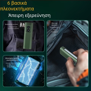 Φακός LED από κράμα αλουμινίου, 5W, επαναφορτιζόμενη μπαταρία 1000mAh, χειροκίνητη τροφοδοσία, με λουρί κλειδιών, εμβέλεια ≥ 500 m