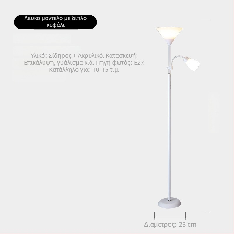 LED φωτιστικό δαπέδου, σταθερό ύψος, PVC σκιά, σώμα από μέταλλο και ξύλο σε στυλ Iron Wood Art, κάλυψη 15–30 τ.μ.