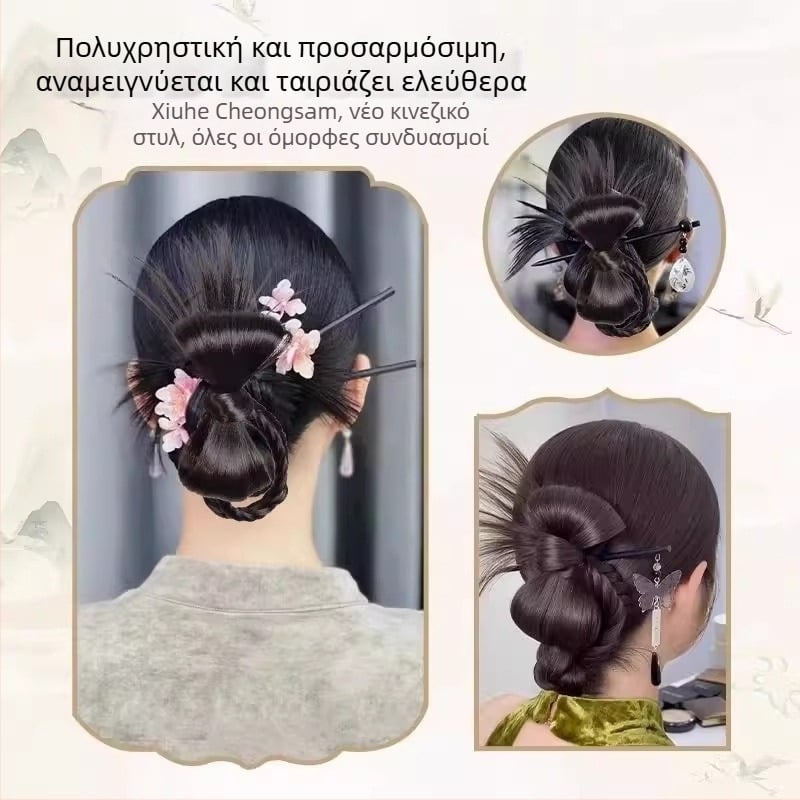 Περούκα με ουρά Keffi Qinghe Hair Package — θερμοανθεκτικές ίνες, ημιχειροκίνητη επεξεργασία, μοντέλο Qinghe Hair Package, δεν βαφεται ή περμανάνεται