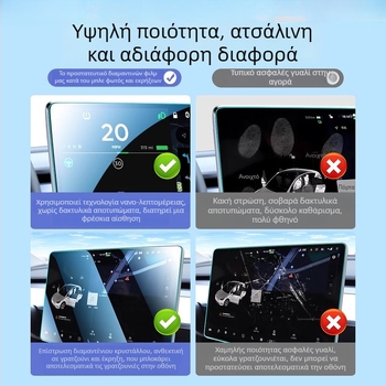 Προστατευτικό από tempered γυαλί για την κεντρική οθόνη Tesla Model 3/Y/YL και την πίσω οθόνη — 1 έτος εγγύηση
