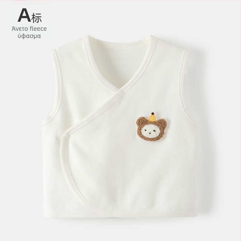 Βρεφικό γιλέκο χωρίς μανίκια από βελούδινο βαμβάκι, 95% βαμβάκι, άνοιξη-φθινόπωρο, στυλ καρνταγίν, μπροστινό κούμπωμα με ένα κουμπί, μοτίβα: ζώα, ρίγες, κινούμενα σχέδια