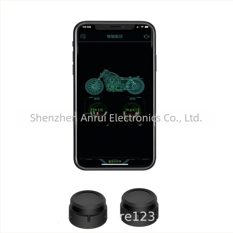 Bluetooth μετρητής πίεσης ελαστικών για μοτοσικλέτες και αυτοκίνητα, μοντέλο M-05, ψηφιακή οθόνη, εύρος πίεσης 0-13 bar, υψηλής ακρίβειας σύστημα παρακολούθησης πίεσης