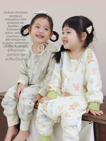 Υπνόσακος για βρέφη και παιδιά, τεσσάρων στρώσεων ύφασμα από μπαμπού και βαμβάκι (70/30) με επένδυση, καρτούν σχέδιο, κατάλληλος για άνοιξη-φθινόπωρο, απομακρύνει την υγρασία