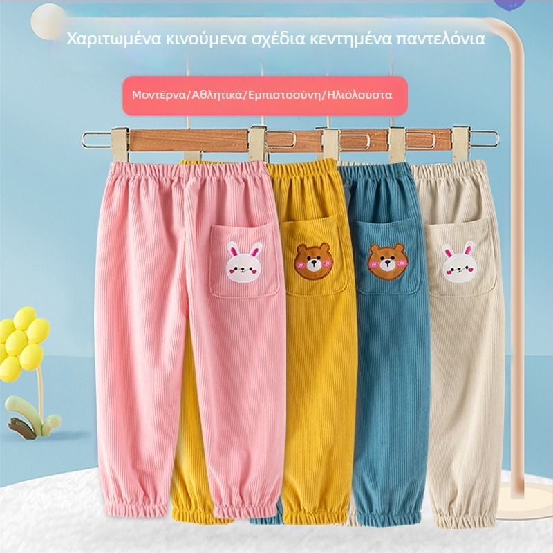 Παιδικά χειμερινά corduroy παντελόνια, αδιάβροχα, unisex, κινούμενο σχέδιο, πολυεστέρα, για ύψος 66–140 cm, ηλικία 3–8 ετών