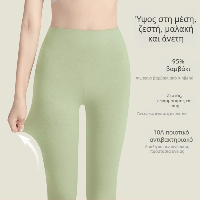 Γυναικεία θερμικά παντελόνια με υψηλή μέση, 95-100% βαμβάκι, αντιβακτηριακά, ζεστά, στήριξη κοιλιάς, μονόστρωτοι