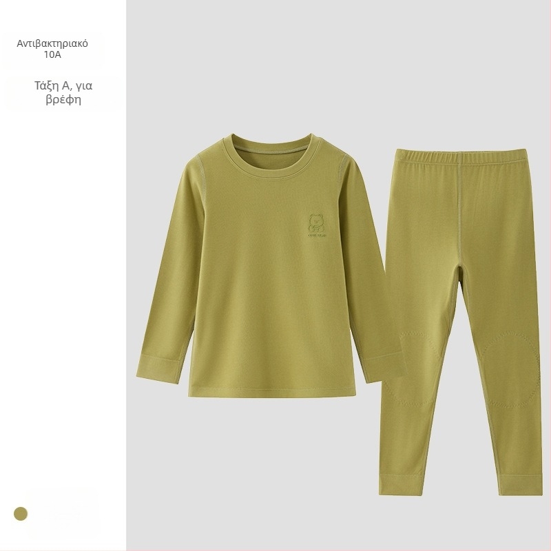 Παιδικό σετ θερμικού εσωρούχου με φλις επένδυση, unisex, Derong ακρυλικό, πολύ παχύ 301–350 g/m², μπλούζα με στρογγυλό λαιμό και μακριά μανίκια, παντελόνια.