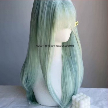 Μακριά ίσια περούκα για γυναίκες, θερμοανθεκτική ίνα μαλλιών, μηχανική ύφανση, μοντέλο 1