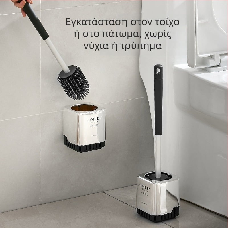 Τοίχο-Τοποθετούμενο σετ βούρτσας τουαλέτας – κατασκευή από πλαστικό, επιφάνεια ηλεκτροπλατίωσης, αντοχή 5 kg, μοντέλο electroplating