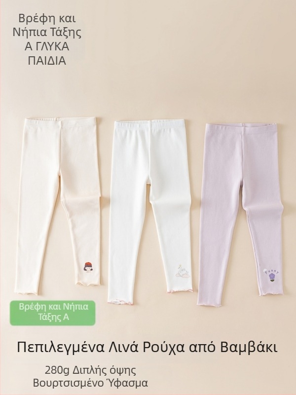 Κορίτσια κορεατικού στυλ βαμβακερά κολάν, μεσαία μέση, 95% βαμβάκι, ηλικίες 3–8 ετών