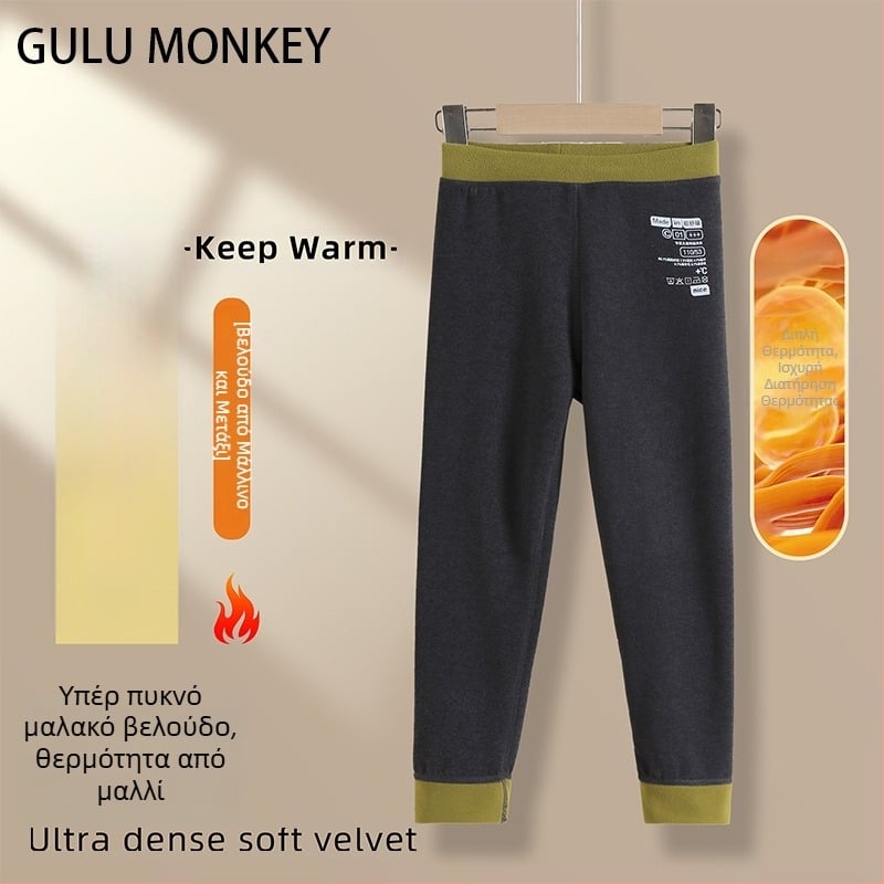 Παιδικά θερμικά μακριά παντελόνια από Derong ύφασμα, 90% πολυεστέρα, μεσαία μέση, για παιδιά 3–8 ετών, φθινοπωρινή λίστα 2024