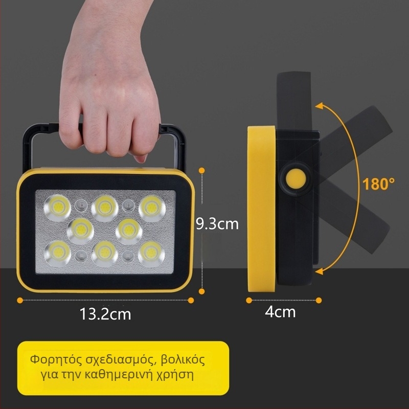 Λάμπα εργασίας Cob LED, επαναφορτιζόμενη μπαταρία 2000mAh, 350+ lm, μαγνητική, πολυλειτουργική με Power Bank για επείγουσα και εξωτερική φωταγώγηση