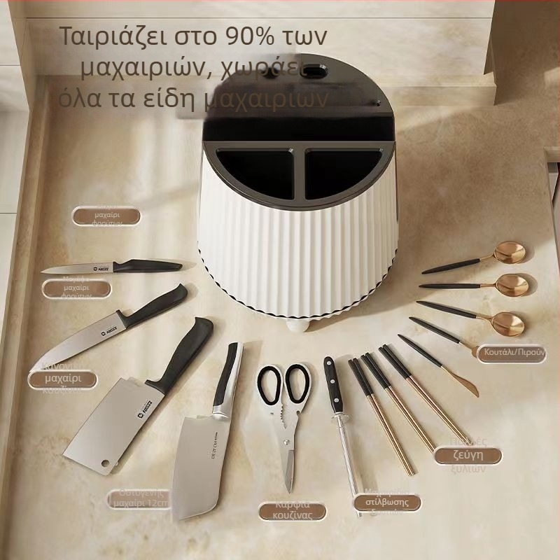 Περιστρεφόμενος κρατήρας μαχαιριών και αποθηκευτικός χώρος κουζίνας — πολυλειτουργικός επιτραπέζιος οργανωτής (Υλικό: πλαστικό; Προέλευση: Zhejiang; Κυκλοφόρησε: 2023)