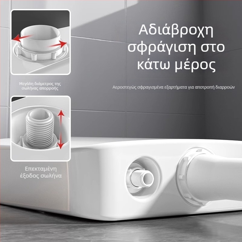 Τοίχο-εγκατεστημένος δεξαμενή νερού για τουαλέτα τύπου σκύψι — PP, 4–7 L πλήσιμο, χειροκίνητος έλεγχος πλήσης, αποχέτευση δαπέδου, μοντέλο EP02103