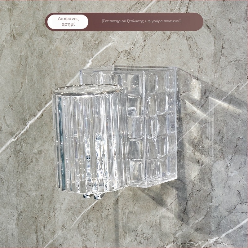 Πλαστικός τοίχου ράφι οδοντόβουρτσας, χωρίς διάτρηση, για αποθήκευση οδοντόβουρτσας και οδοντόκρεμας