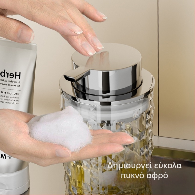 Time Machine Δοχείο Αφρού για Πλύσιμο Χεριών – PET, Στυλ Light Luxury, Λειτουργία Πατήματος για Δοσολογία, Γυαλισμένη Επιφάνεια