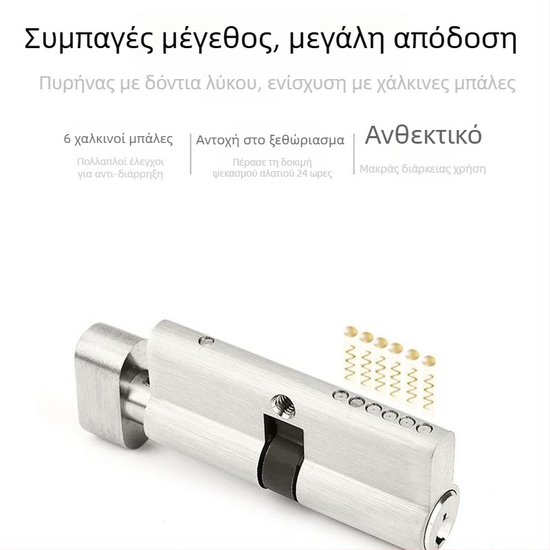 Κυλινδρικός μηχανισμός κλειδώματος, μονοκυλινδρικός τύπος, μοντέλο RCR-01X; υλικό: χαλκός με επίστρωση ψευδάργυρου; περιλαμβάνει 3 κλειδιά από χαλκό; κατάλληλο για εσωτερικές πόρτες, υπνοδωμάτια και ξύλινες πόρτες