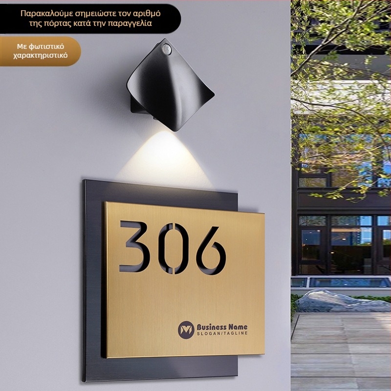 Πλακέτα πόρτας από ανοξείδωτο χάλυβα, με χαράξη λέιζερ, διπλού επιπέδου κενή πλακέτα με αριθμό, εξωτερική πινακίδα