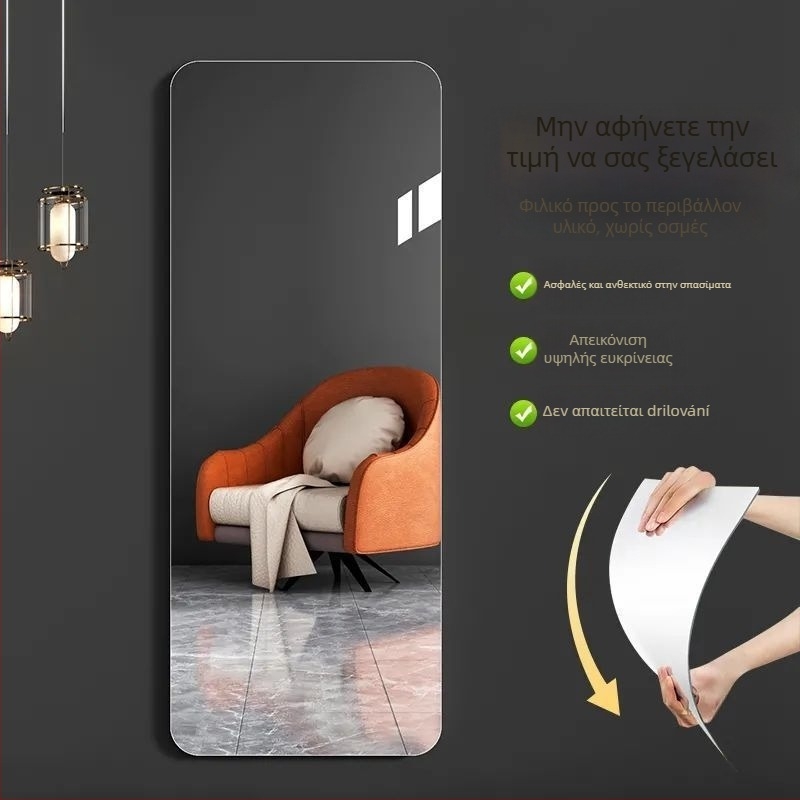 Τοίχου τοποθετούμενος καθρέφτης με ABS πλαίσιο, ολόσωμο αυτοκόλλητο για μπάνιο και πόρτες ντουλάπας — απλός μοντέρνος σχεδιασμός; επεξεργασία: 00; μάρκα: Kuyi; μοντέλο: 00