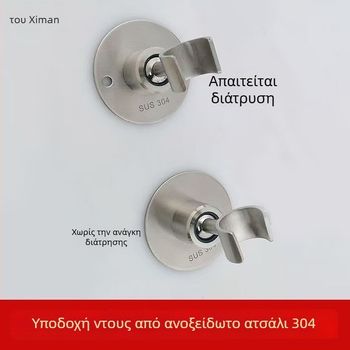 Κλιπ τοίχου για κεφαλή ντους – 304 ανοξείδωτο ατσάλι, φινίρισμα βουρτσισμένο, εγκατάσταση στον τοίχο, χωρίς διάτρηση