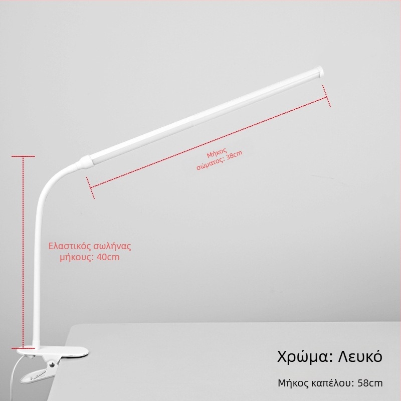 LED κλιπ-λαμπτήρας γραφείου – USB τροφοδοσία, Τάση ≤36V, CRI ≥90, πλαστική σκιά, φωτισμός μελέτης