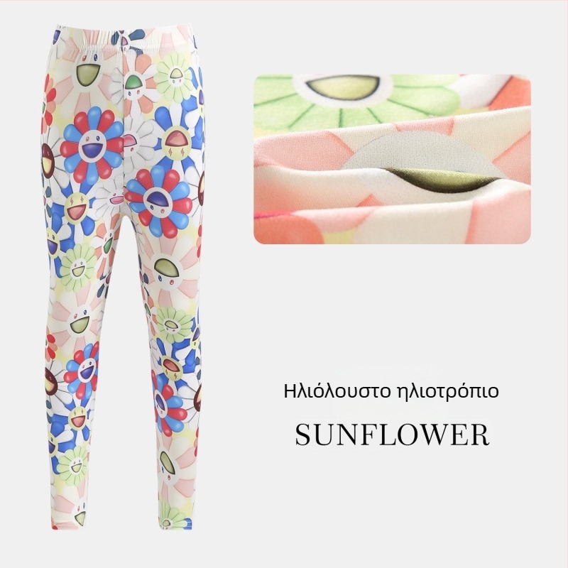 Κοριτσίστικα Cropped παντελόνια για καλοκαίρι: ελαφριά, αναπνεύσιμα, πολυεστέρας, χαμηλή μέση με ελαστικό, για κορίτσια 3–8 ετών