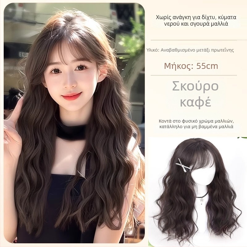 Περούκα για γυναίκες με μακριά ίσια μαλλιά — προσθετικό όγκου στην κορυφή, χωρίς δίχτυ, μηχανική ύφανση, θερμοανθεκτικά ίσια μαλλιά, μάρκα Discover Beauty