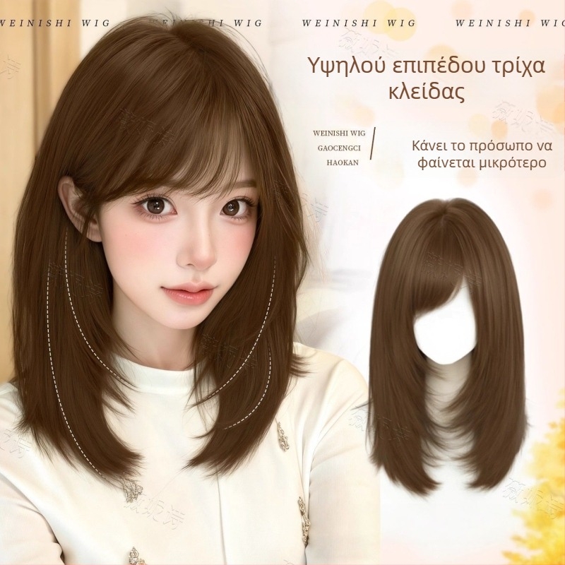 Περούκα για μακριά ίσια μαλλιά με πλαϊνές φράντζες – Μοντέλο X-129 – Ίνες υψηλής θερμοκρασίας – Μηχανισμός