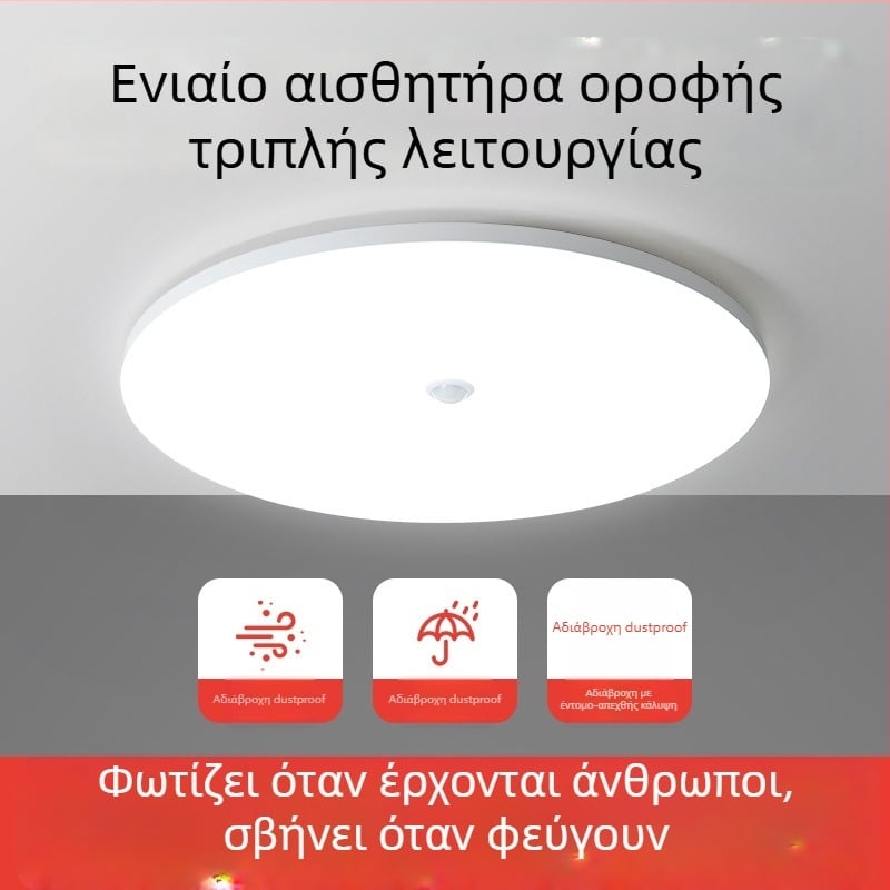 Φως οροφής (LED, αισθητήρας κίνησης, 220V, κάλυψη 10–15 τ.μ.)
