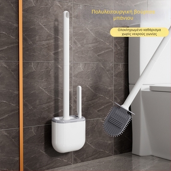 Σετ βούρτσας τουαλέτας από σιλικόνη με μακριά λαβή και ανάρτηση στον τοίχο – Πολυλειτουργικό καθάρισμα