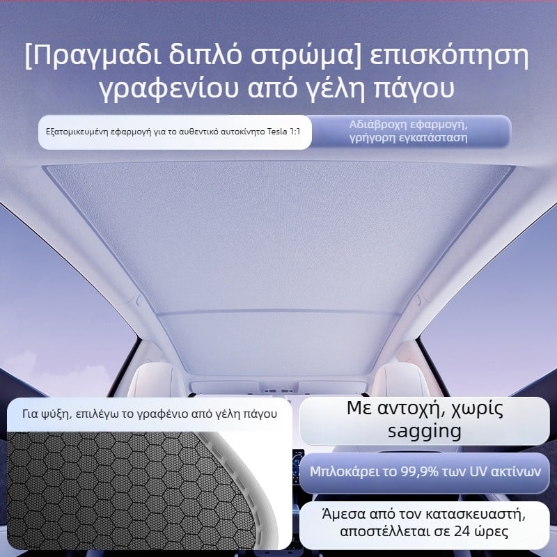 Tesla graphene sunshade για οροφή, εγκατάσταση με κλικ, μάρκα Honglin