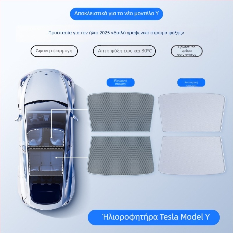 Tesla graphene sunshade για οροφή, εγκατάσταση με κλικ, μάρκα Honglin