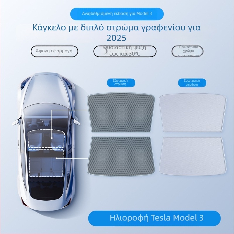 Tesla graphene sunshade για οροφή, εγκατάσταση με κλικ, μάρκα Honglin