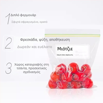 Miaojie PE σακούλες αυτοσφράγισης για το ψυγείο – αποθήκευση κρέατος, φρούτων και σνακ, ασφαλείς σε μικροκύματα