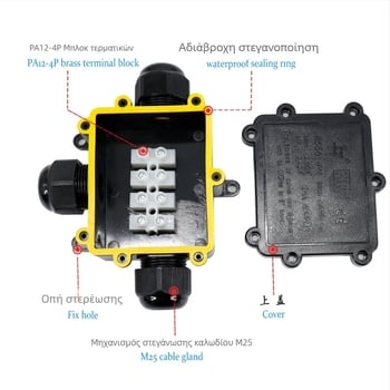 Greenway Τ-τύπου LED σφραγισμένη πλαστική αδιάβροχη θήκη συνδέσμων, 1 είσοδος 2 έξοδοι, IP68 για εξωτερικό φωτισμό και διανομή οδικών σηματοδοτήσεων