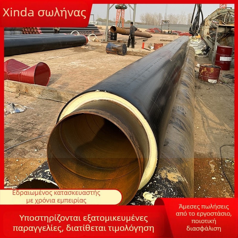 Σωλήνας χάλυβα μονωμένος με πολυουρεθάνη, με εσωτερικό πυρήνα από χάλυβα, προκατασκευασμένος για άμεσο ενταφιασμό, θερμική αγωγιμότητα 0,033 W/mK, θερμοκρασιακό εύρος -60 έως 140 °C