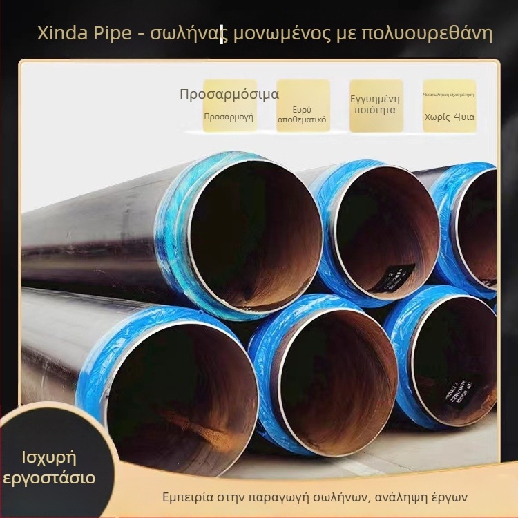 Πολυουρεθανικά μονωμένος χάλυβας σωλήνας με πυρήνα από χάλυβα; εύρος λειτουργίας -60 έως 140°C; θερμική αγωγιμότητα 0,033 W/mK; θλιπτική αντοχή ≥0,38