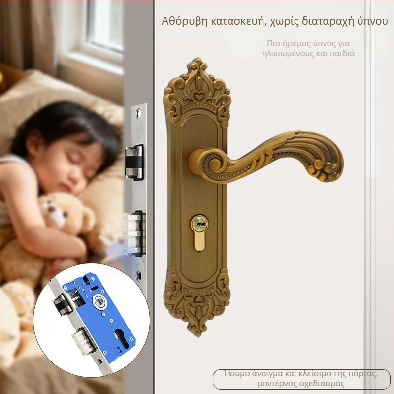 Ευρωπαϊκού στυλ κλειδαριά πόρτας με λαβή για εσωτερικές ξύλινες πόρτες, σώμα από αλουμίνιο, μηχανικό κλείδωμα, απόσταση οπών 165 mm, μοντέλο 23-03