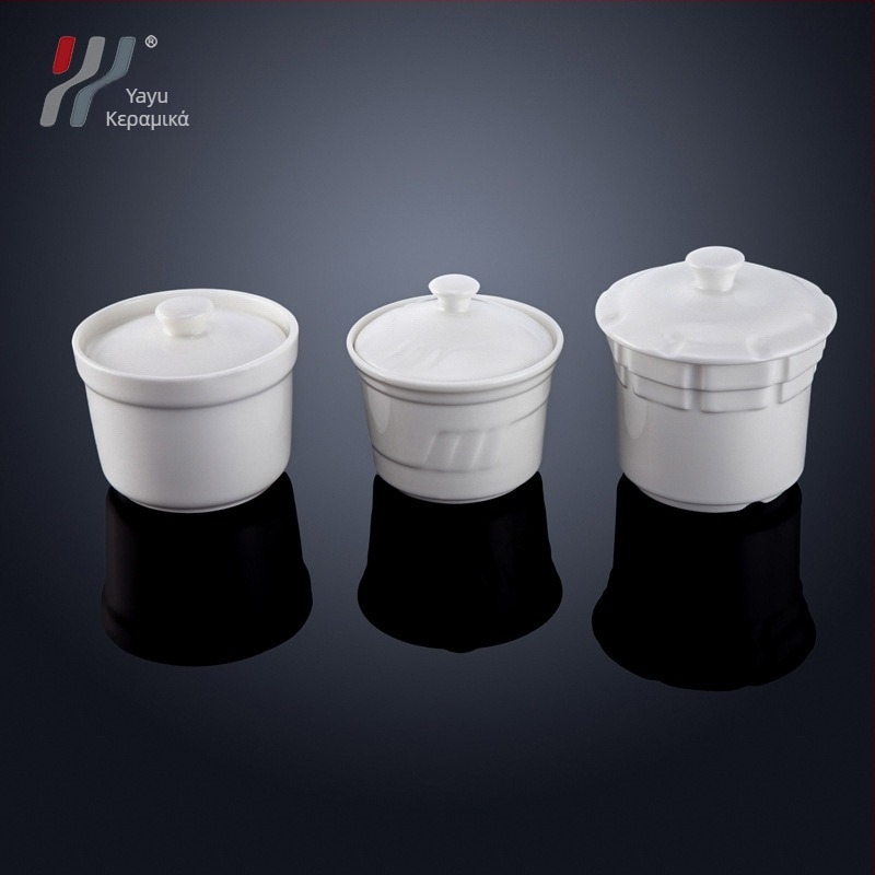 Ξενοδοχειακό κεραμικό κύπελλο για σούπες – πορσελάνη μαγνησίου, φινίρισμα υπό γλάσο, προσαρμογή διαθέσιμη, εκτύπωση λογότυπου