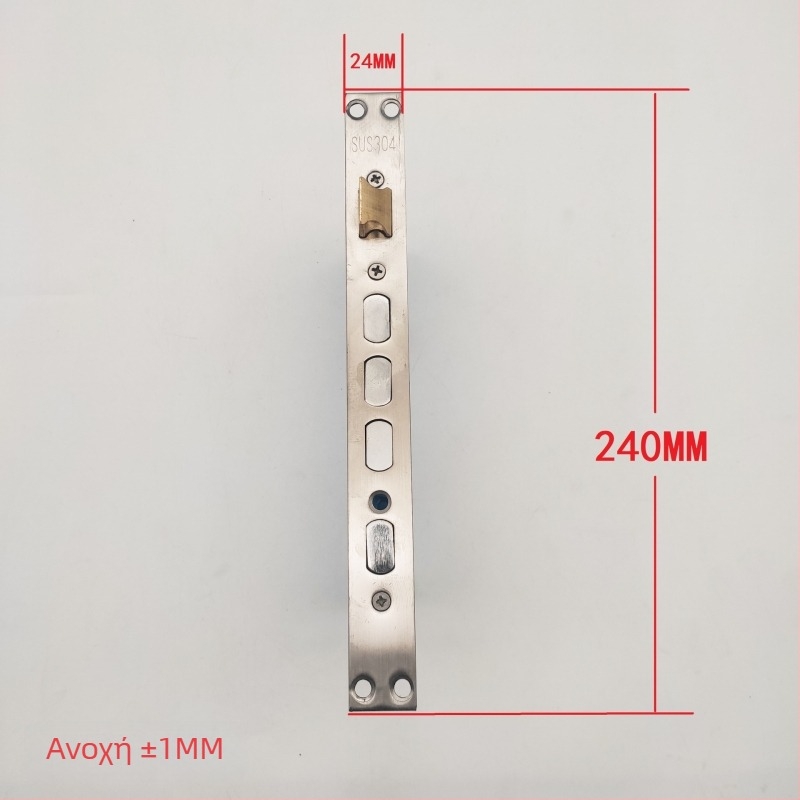 Κορμός μηχανισμού κλειδώματος για πόρτα ασφαλείας με διπλό ζωντανό μηχανισμό — μοντέλο 8518, κατασκευή από σίδηρο + ανοξείδωτο χάλυβα, βάρος 650 g, μοντέρνος μινιμαλισμός