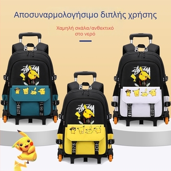 Ανθεκτική σχολική τρόλεϊ-τσάντα για Δημοτικό, Unisex, με έξι τροχούς, αποσπώμενο χερούλι, Oxford ύφασμα, σχέδιο anime, Xin zhuorun