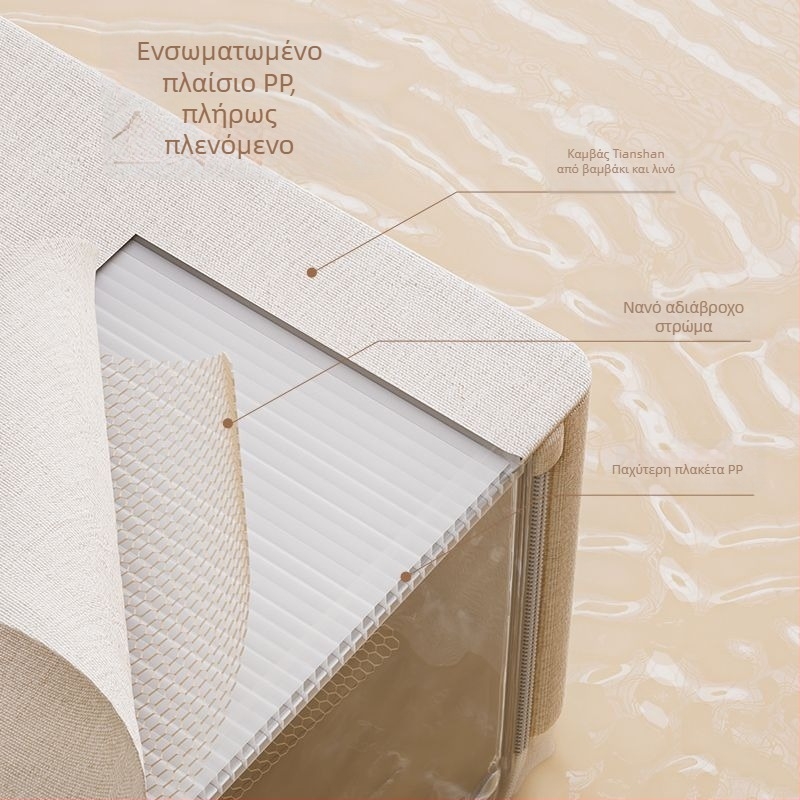 Κουτί αποθήκευσης από Tianshan βαμβάκι και λινό — πτυσσόμενο, φορητό, ανθεκτικό σε υγρασία και σκόνη, χωρητικότητας 50–60 L