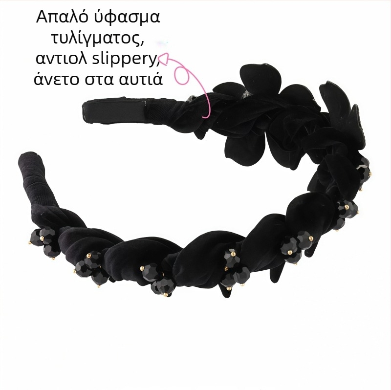 Κεφαλοκρίκο με λουλούδι και πεταλούδα από κρύσταλλα, χειροποίητο, ελαφρύ στυλ πολυτέλειας, αντιολισθητικό, για γυναίκες