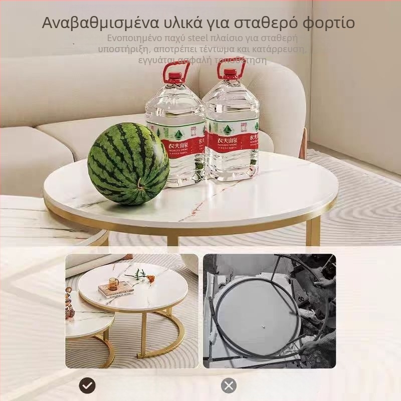 Τραπέζι καφέ με στρογγυρή άκρη, μεταλλικό πλαίσιο, επάνω από μοριοσανίδα πυκνότητας, μοντέρνο μινιμαλιστικό σκανδιναβικό στυλ, μοντέλο 001, απαιτεί συναρμολόγηση.