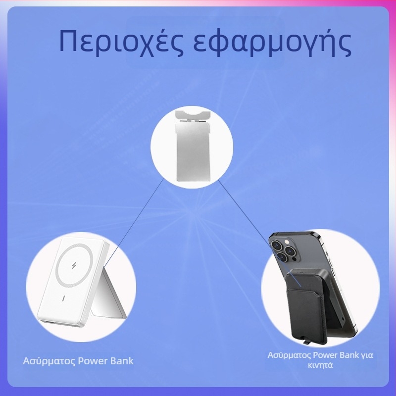 Μαγνητικός στηριγμός κινητού με ασύρματη φόρτιση και θήκη καρτών, από ανοξείδωτο χάλυβα SUS304 με αποσβεστήρα μεντεσέ, κενού θερμική επεξεργασία