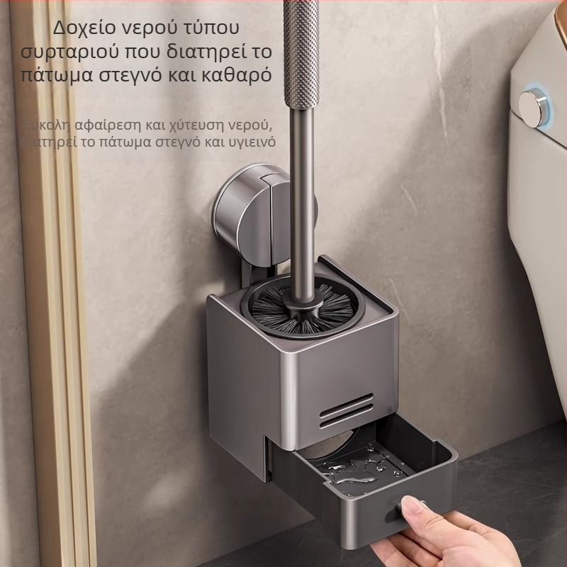 Xinyan Μπάνιο: Τοίχο-μονταρισμένος δίσκος για βούρτσα τουαλέτας με βεντούζα και ράφι αποθήκευσης μπάνιου, μέγιστο φορτίο 20 kg, μοντέλο 001-M04-NB, φινίρισμα με πλαστικό ψεκασμό