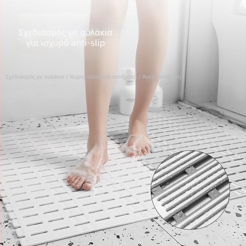 Αντιολισθητικό χαλάκι μπάνιου - τετράγωνο, από TPE, ριγέ σχέδιο, για μπάνιο και μπαλκόνι, μοντέρνο απλό στυλ