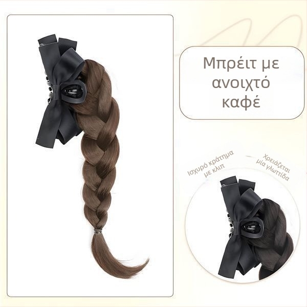 Περούκα με αλογοουρά και πλεξούδες, χειροπλεγμένα μαλλιά, θερμοανθεκτικό νήμα, δεν βαφίζεται, Kai Fei