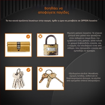 Χαλκός κύλινδρος κλειδώματος, μοντέλο BCCYD, με 5 κλειδιά τύπου slot, κατάλληλος για θύρες ασφαλείας και οικίες