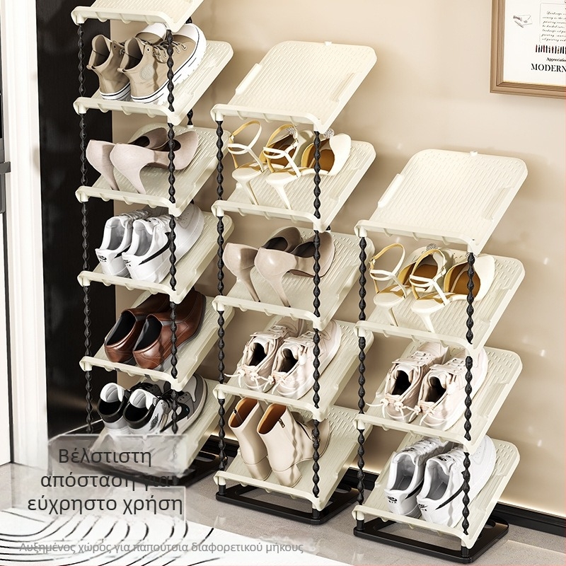 Ράφι παπουτσιών με κλίση, 6 επίπεδα, υλικό PP, μοντέρνο στυλ μινιμαλισμού, τοποθέτηση στο πάτωμα, κατάλληλο για αθλητικά παπούτσια, μποτάκια και ψηλά τακούνια